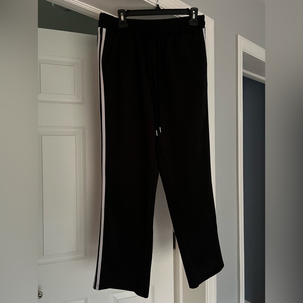 Indero Black Track Pants with White Stripes